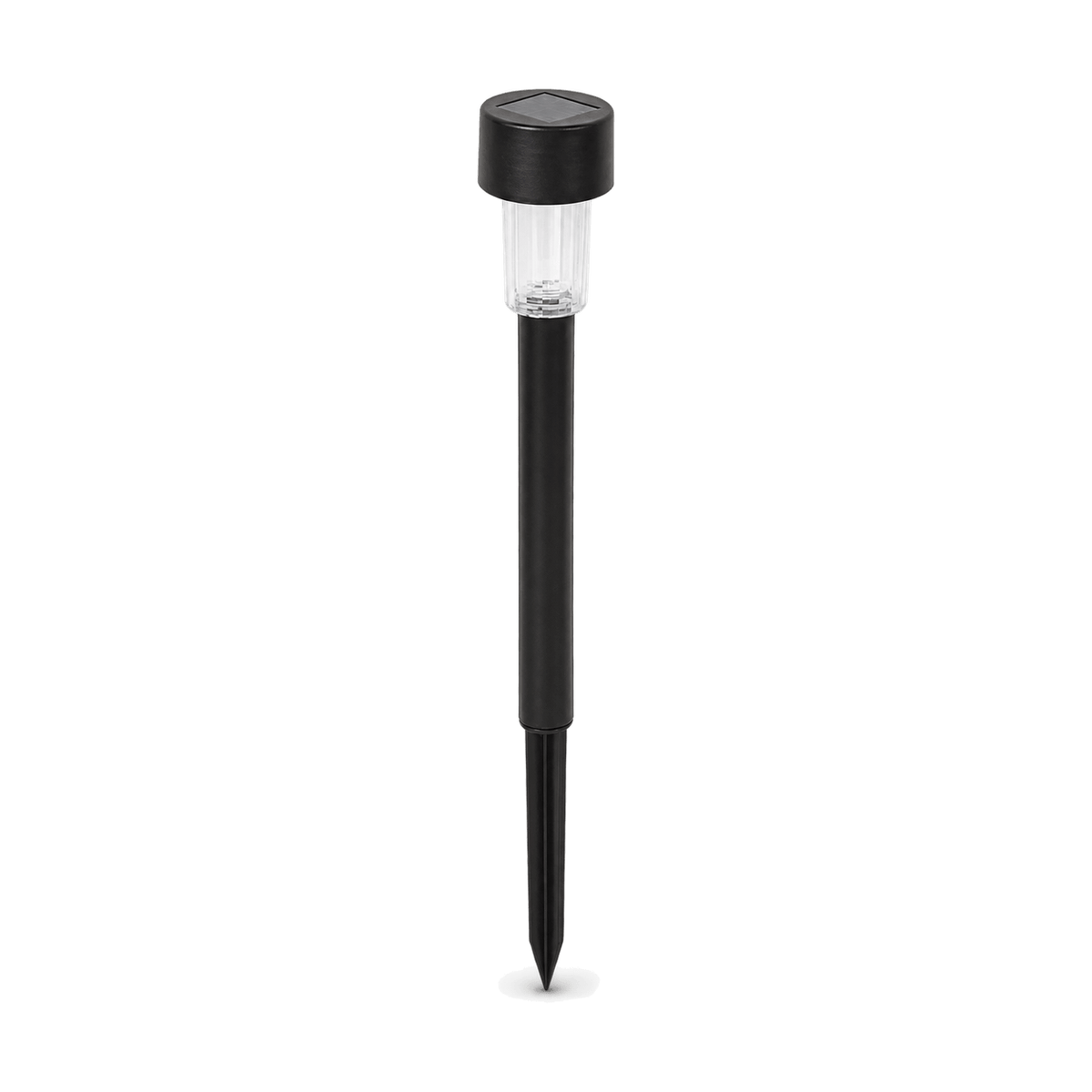 Black LED solar garden spike, transparent background