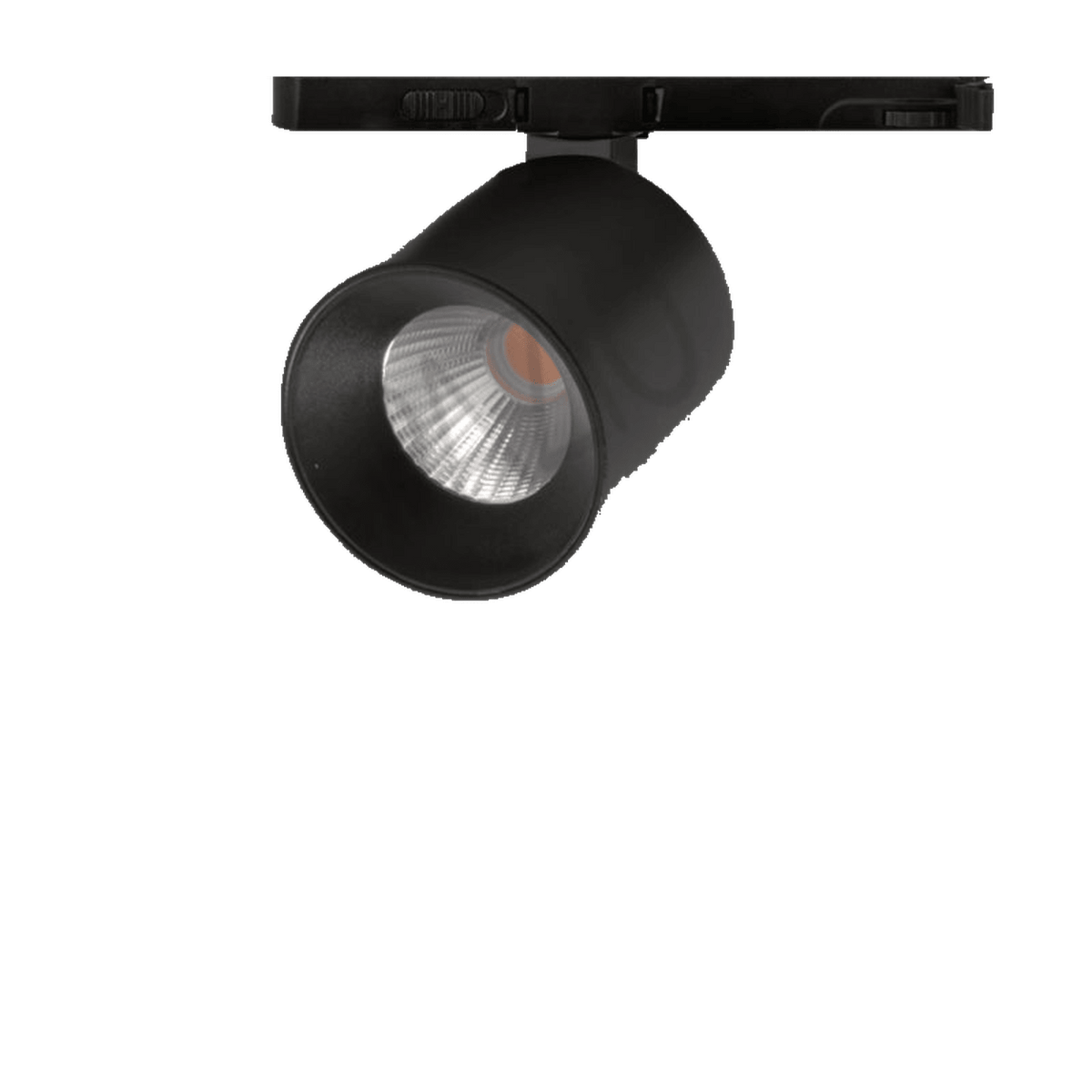 Black New York LED track spotlight on a transparent background
