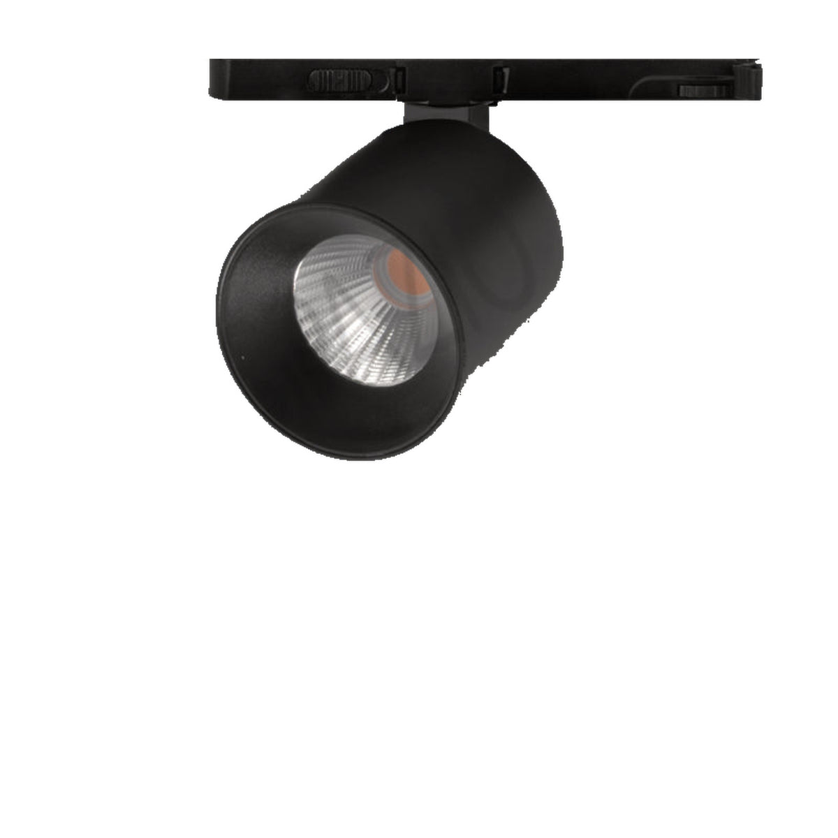 Black New York LED track spotlight on a white background