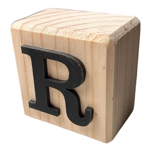 Black Rustic Handcrafted Letter Block R - Future Decor