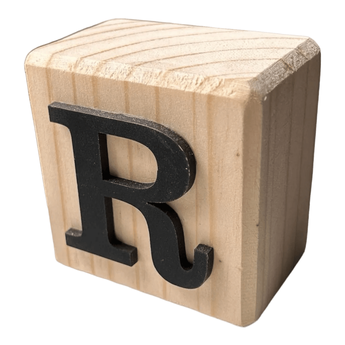 Black Rustic Handcrafted Letter Block R