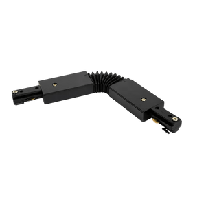 L‑shaped multi‑angle track connector with flexible joint for retail