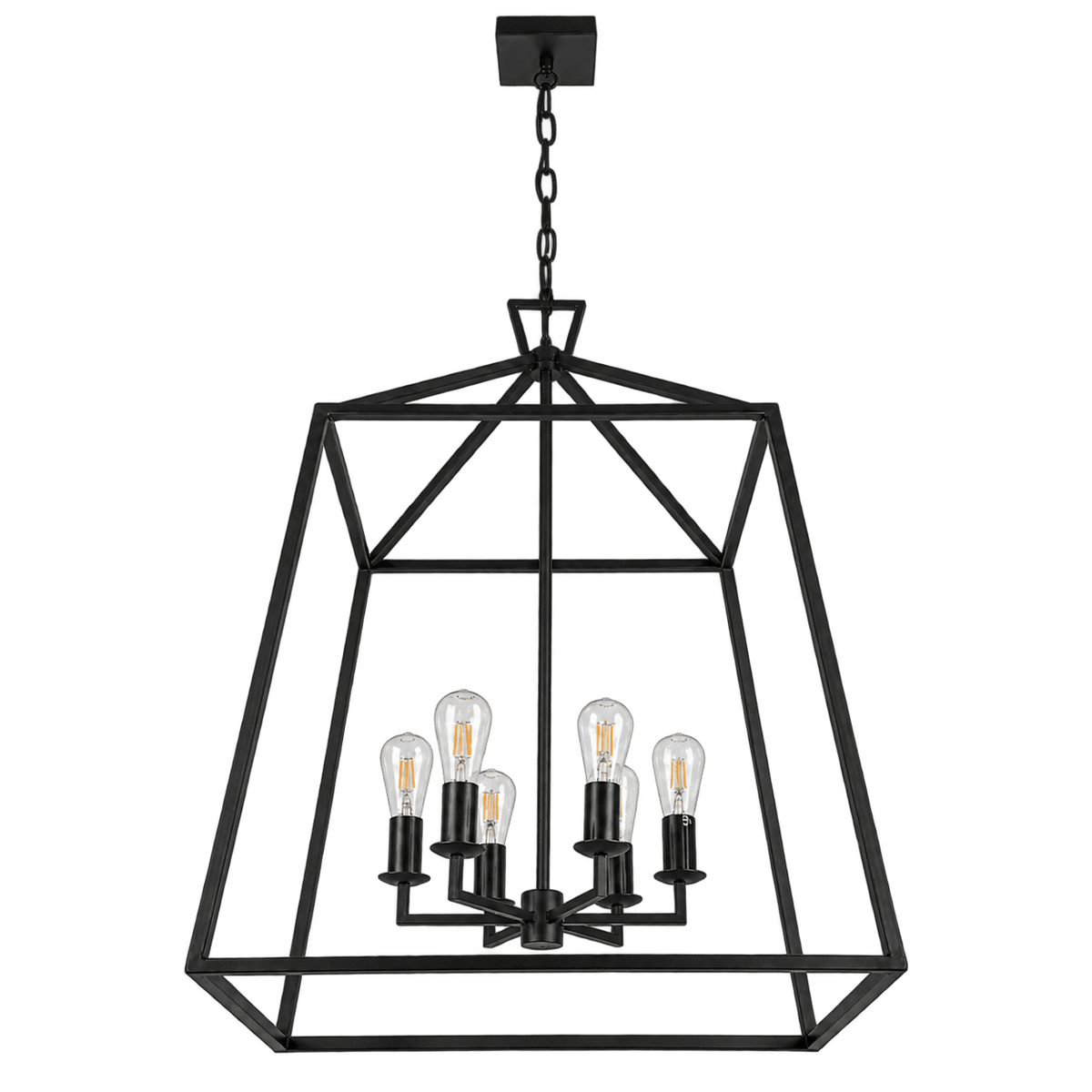 Black XL Inverted Pentagon Ranch Pendant Light, transparent background