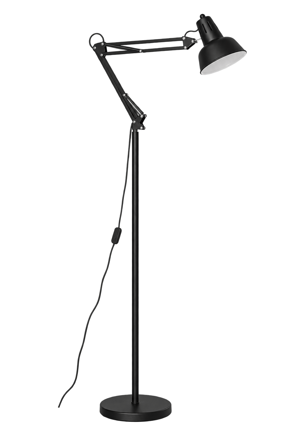 Black Floor Lamp with Movable Arms product image on a transparent background
