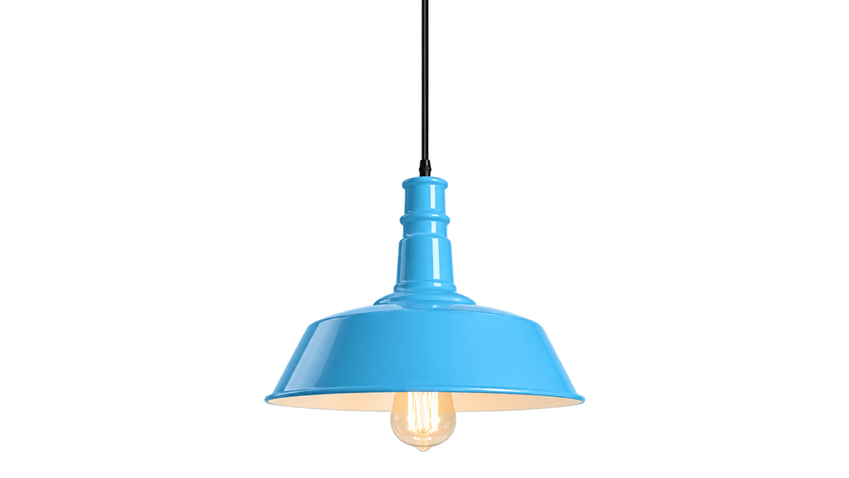 Blue traditional pendant light on a transparent background