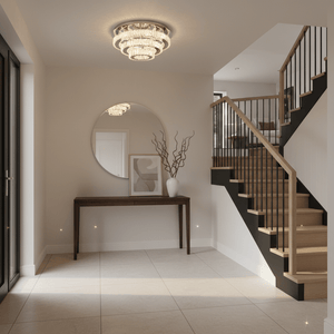 Round Stainless Steel & K9 Crystal LED Ceiling Fitting - additional product image