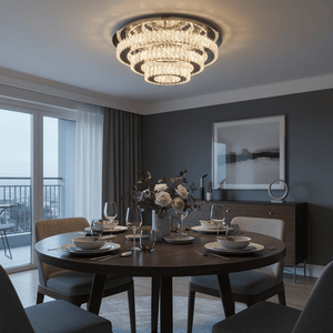Round Stainless Steel & K9 Crystal LED Ceiling Fitting - additional product image
