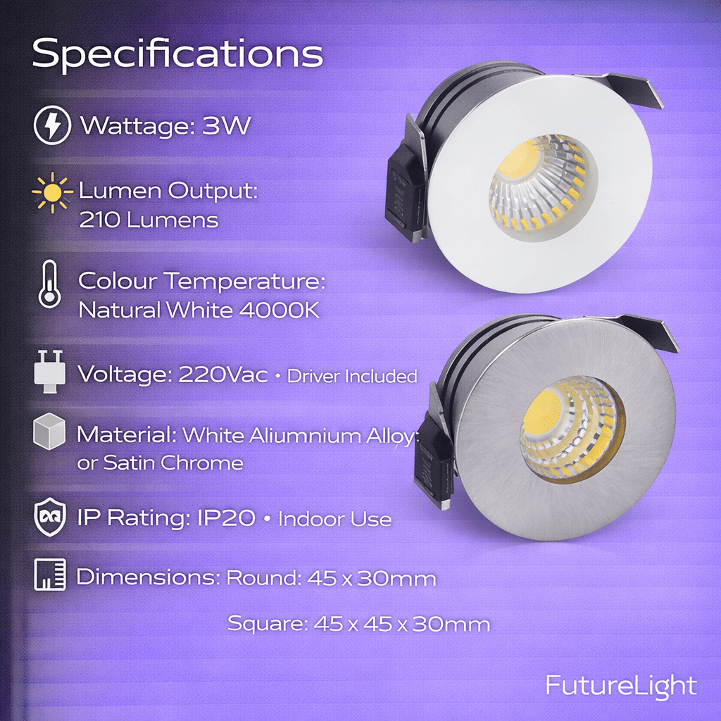 LED Down Light - 3W LED Starlight Round or Square