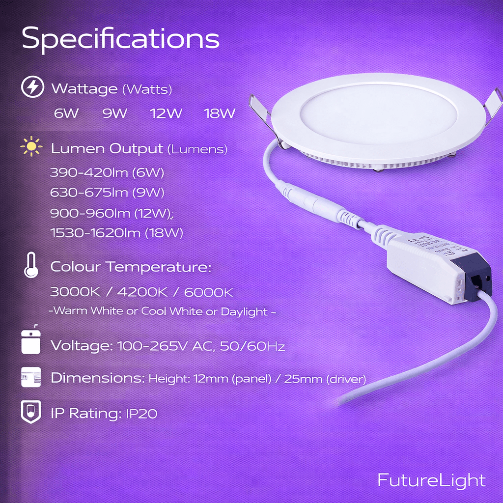 LED Recessed Downlight - 6W / 9W / 12W / 18W White Trim