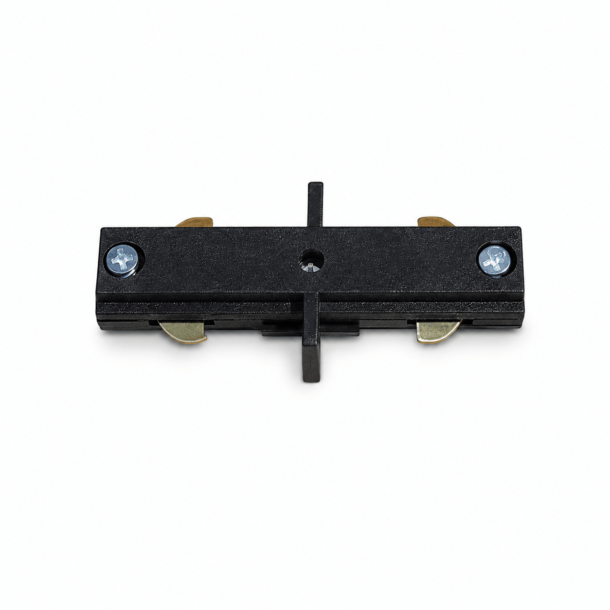 Black 3-wire track straight I-connector for seamless lighting connections.