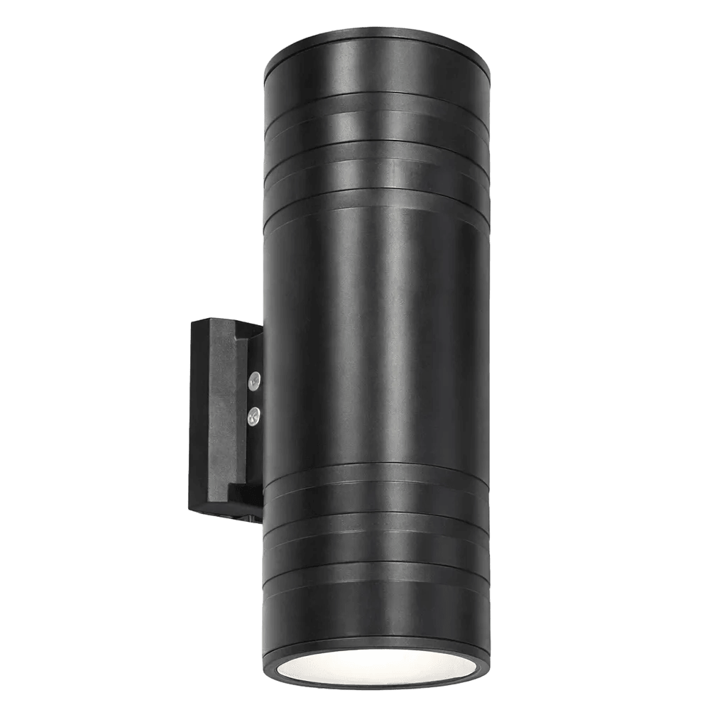 Round Up & Down Coastal Garden Wall Light - Black (IP54)