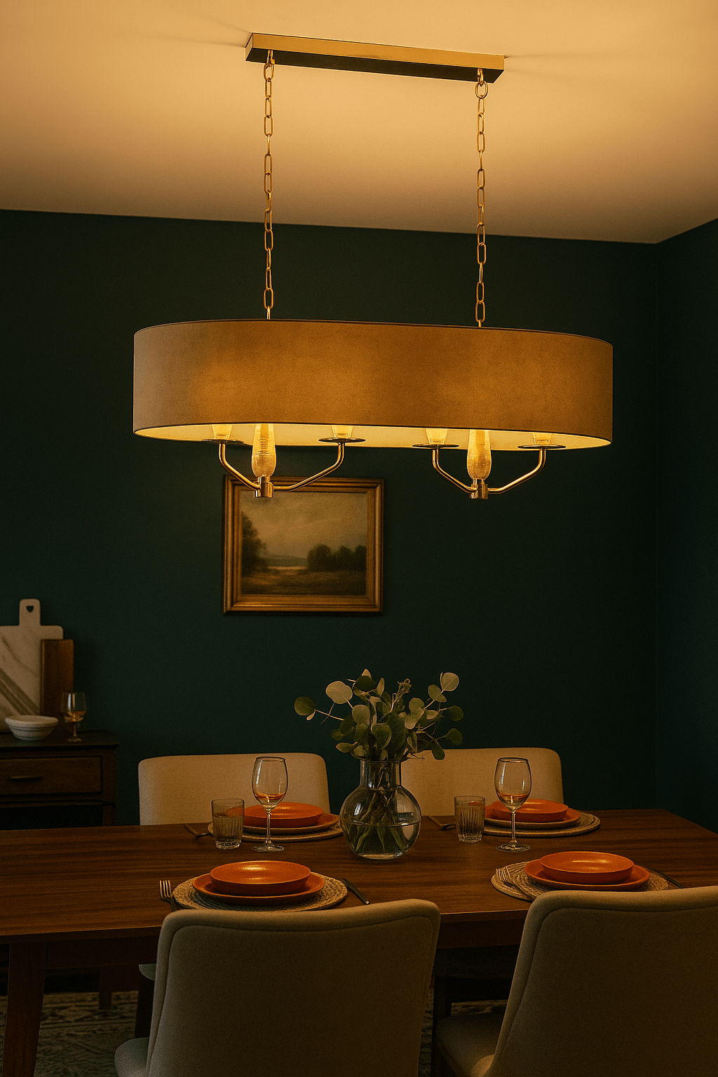 Champagne Gold & Beige Chandelier