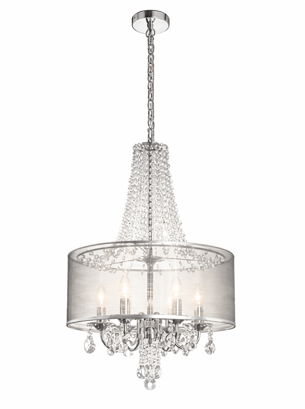 Chandelier with crystal details on a white background