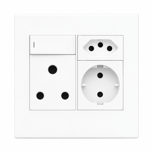 16A Slim RSA & Schuko Socket with Switch - White