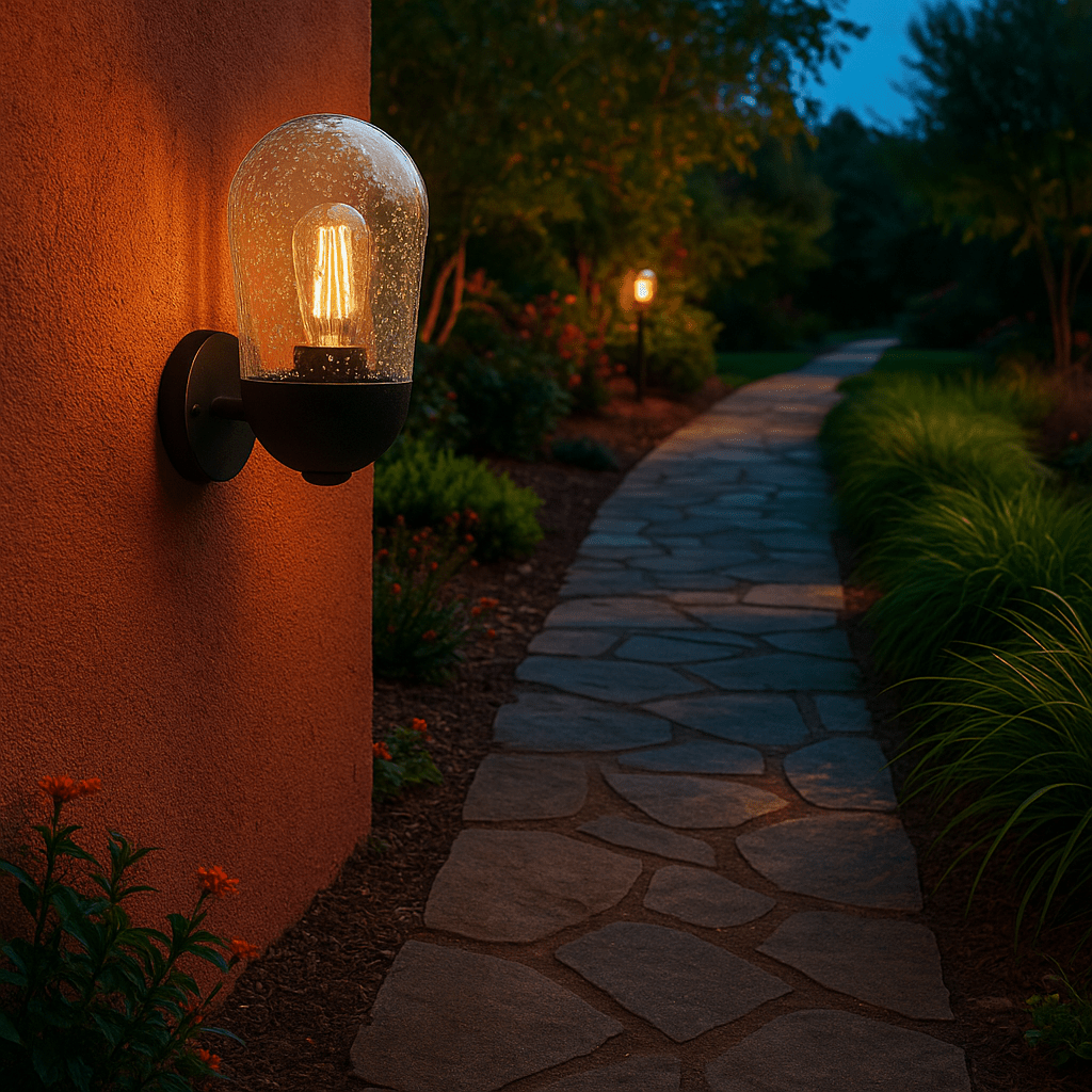 Up Facing Aluminium Lantern with Clear Speckled Glass