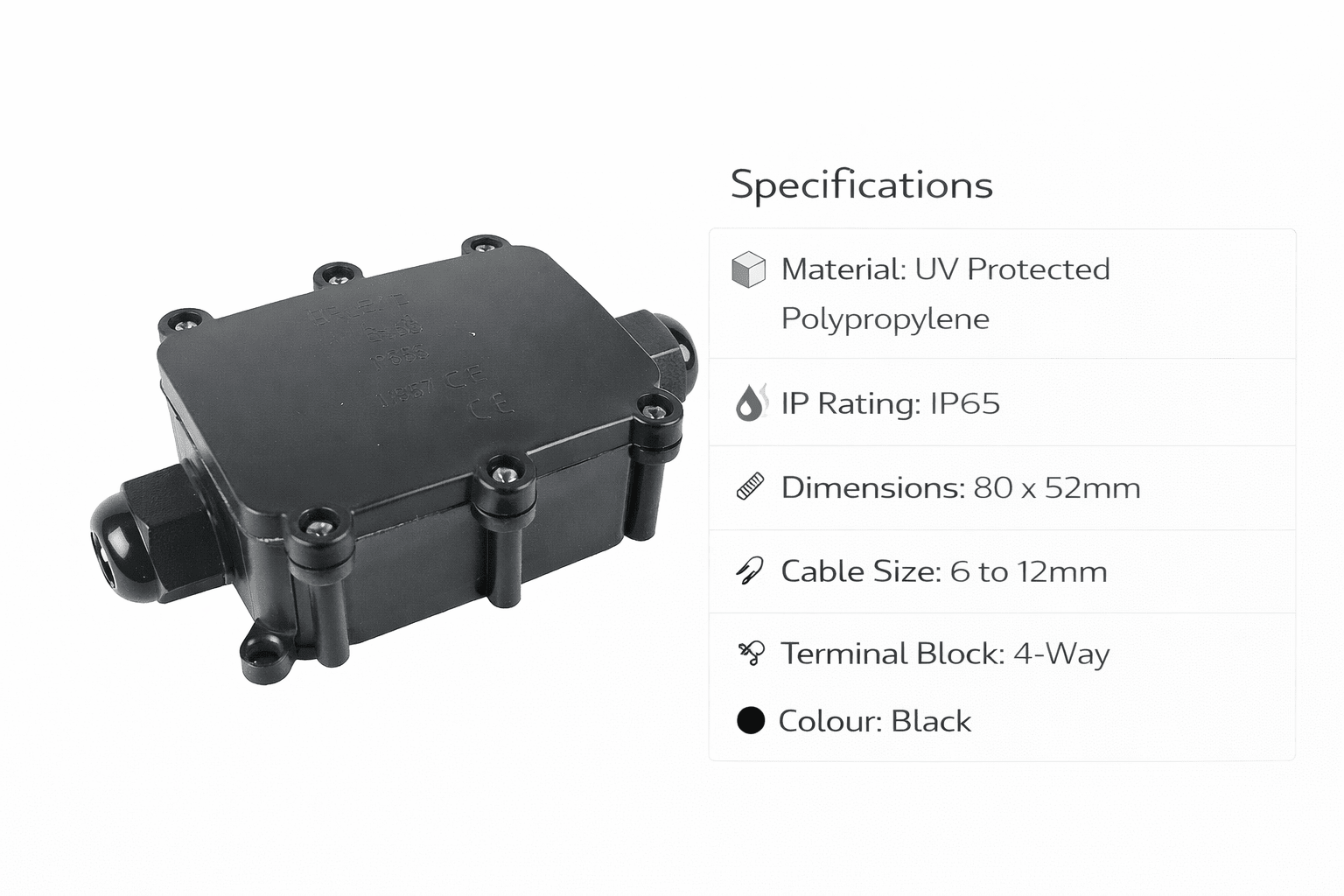 Waterproof Junction Box - Single Entry IP65