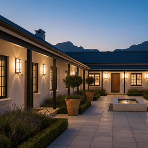Darius outdoor wall light with frosted glass diffuser and aluminium housing mounted on a white exterior wall