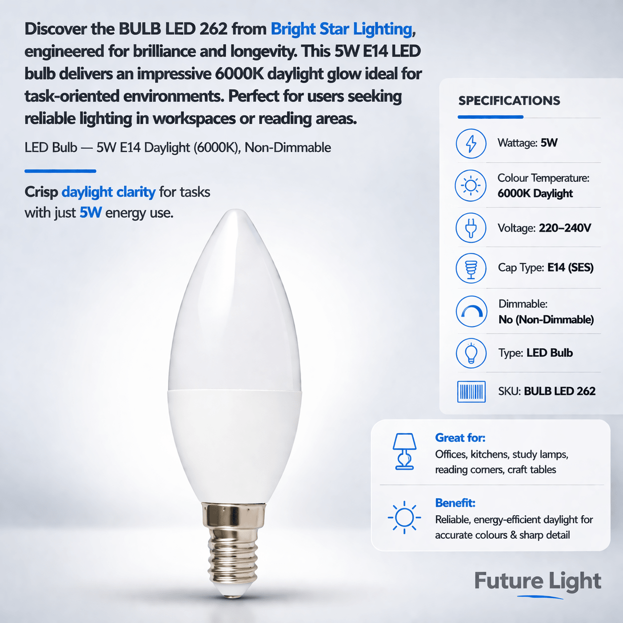 5W LED E14 LED Candle 6000K