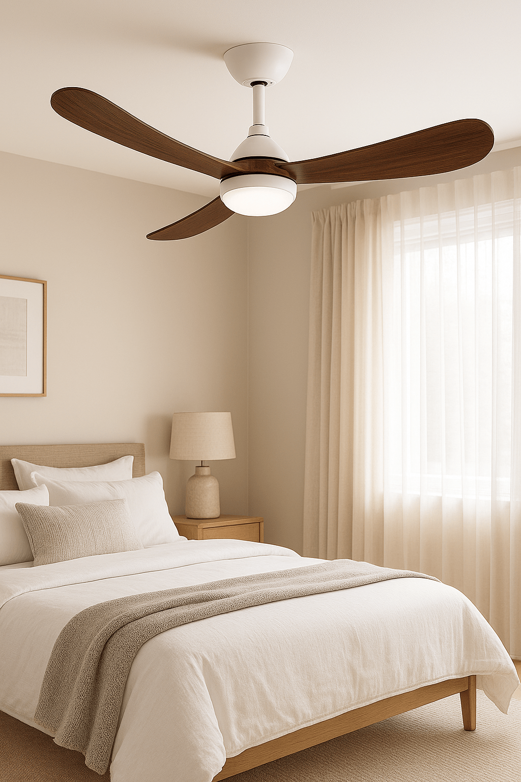 White & Brown LED Ceiling Fan