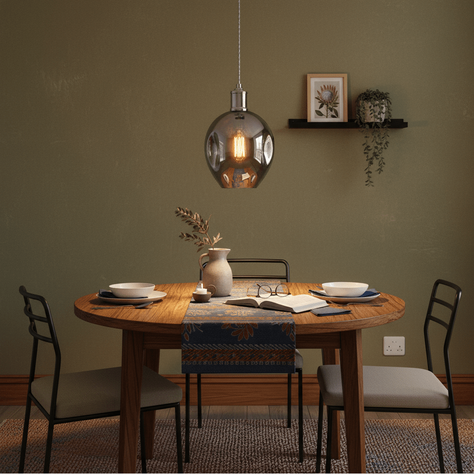 Polished Chrome Pendant Light with Glass PEN610