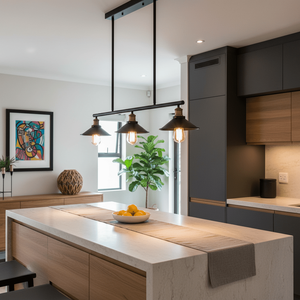 Haley Trio Black & Brass Pendant Light