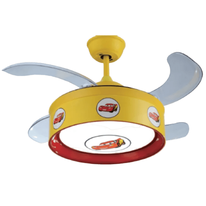 Cars Yellow & Red Retractable LED Ceiling Fan