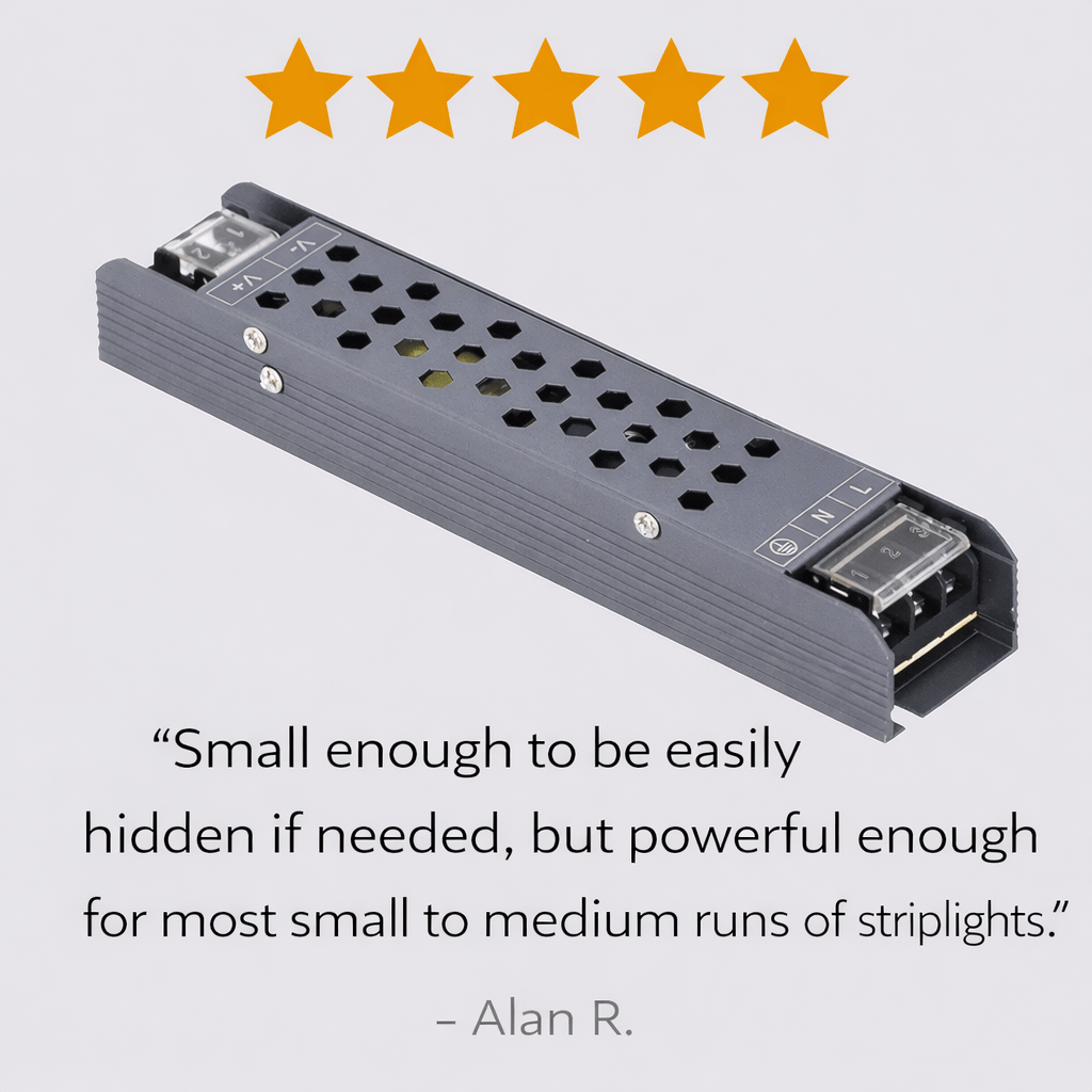 LED Power Supply - 12Vdc 60W - Surge Protected / Slim Design