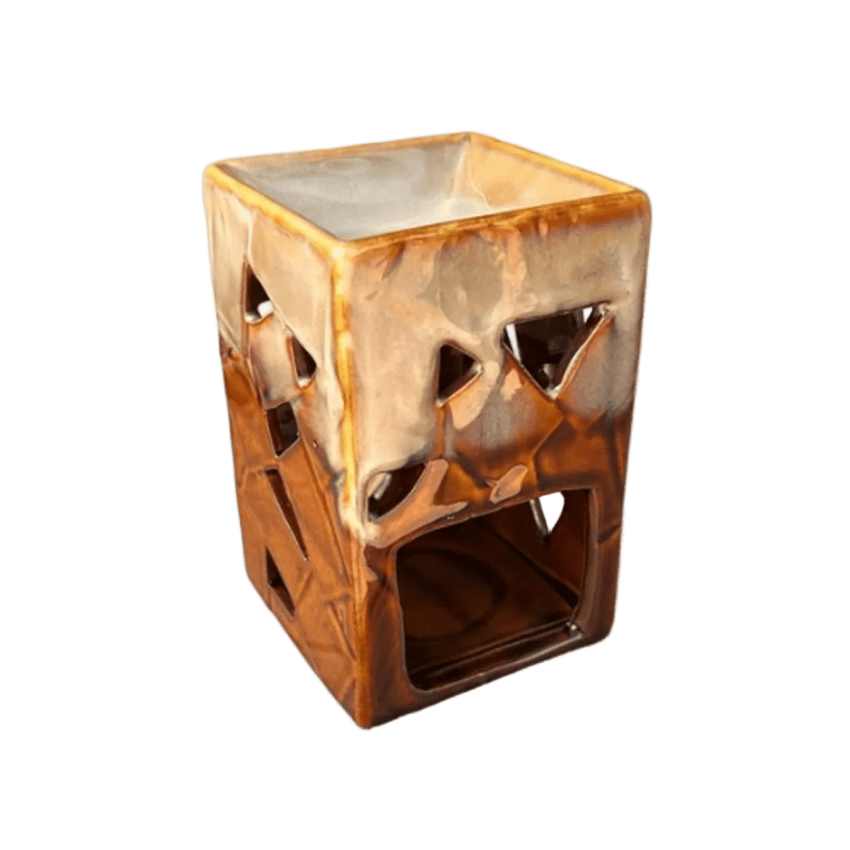 Ceramic Aromatherapy Rectangle Burner Cream & Brown
