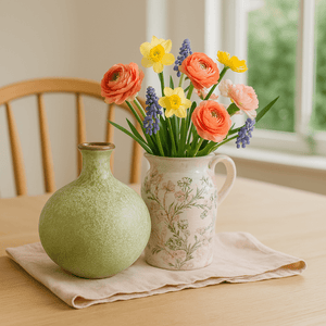 Ceramic Big Belly Vase - Rustic Green - Future Decor