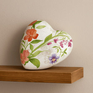 Ceramic Decor Heart - Pink, Red And Purple Flowers - Future Decor