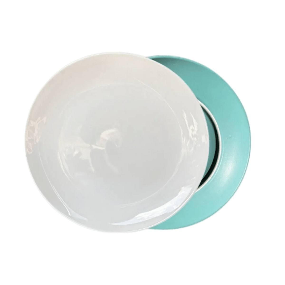 Ceramic Dinner Plate - Teal Bottom, White Top