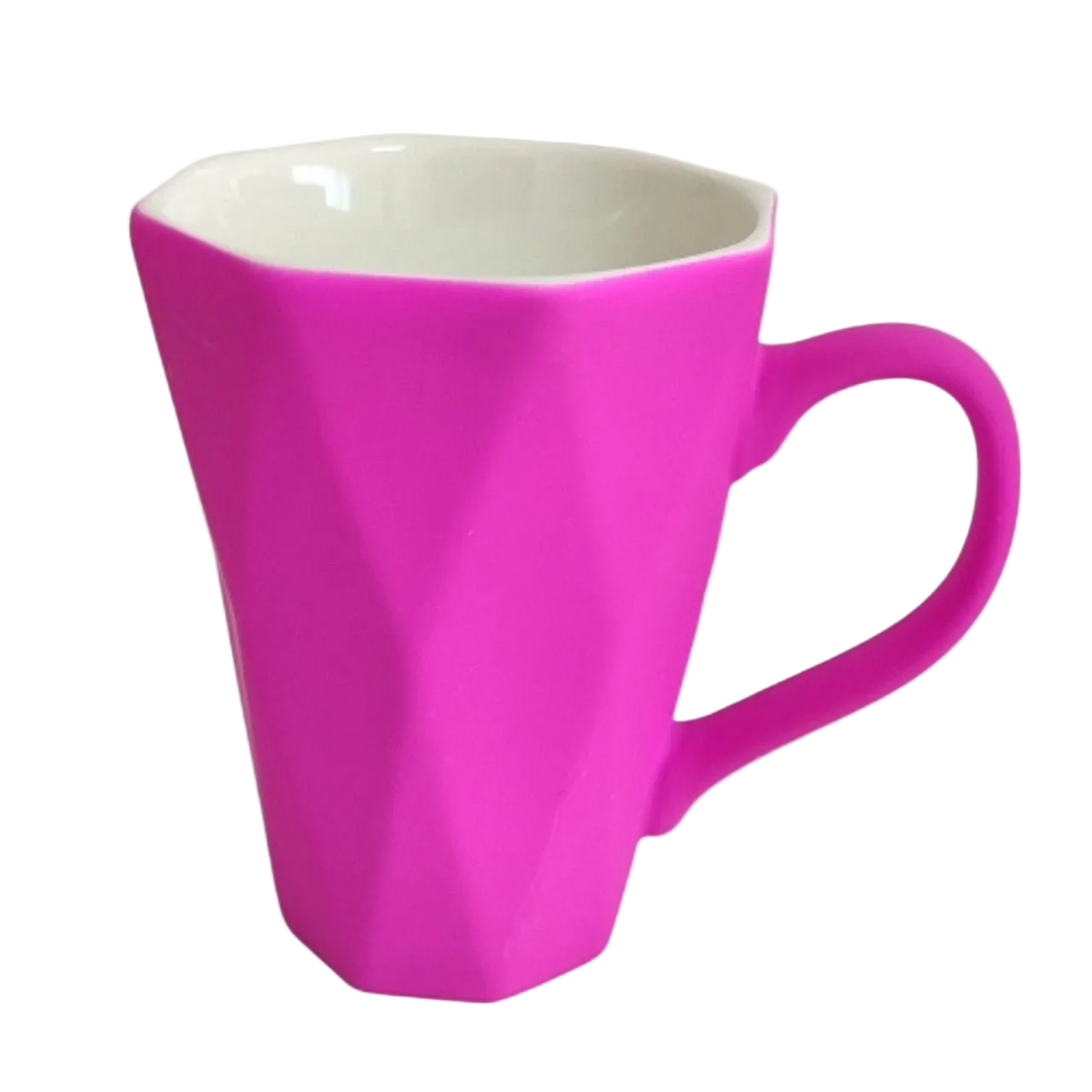 Ceramic Mug with Purple Diamond Design