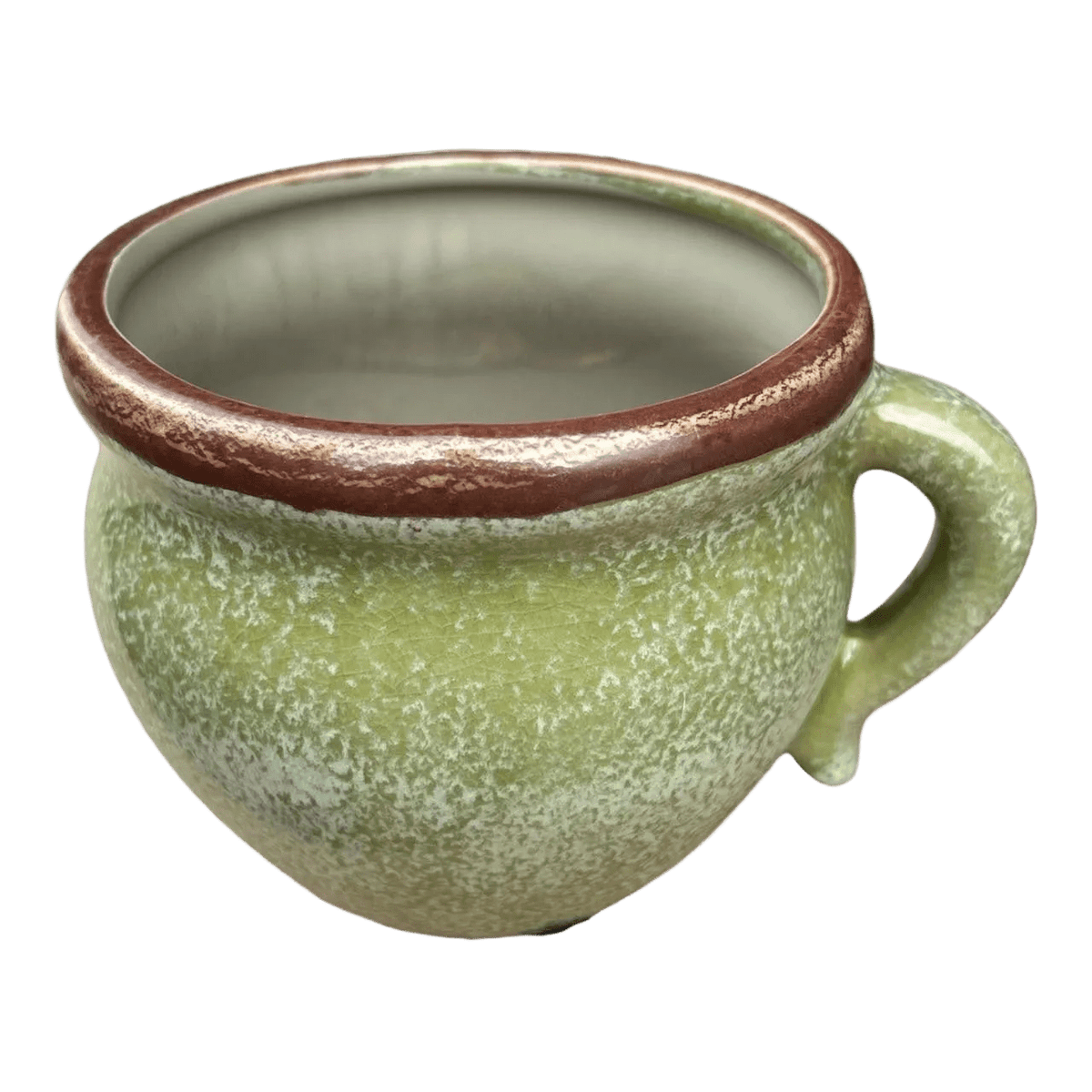 Ceramic One Ear Pot - Rustic Green