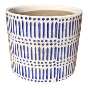 Ceramic Pot - Blue Dots And Dashes - Future Decor