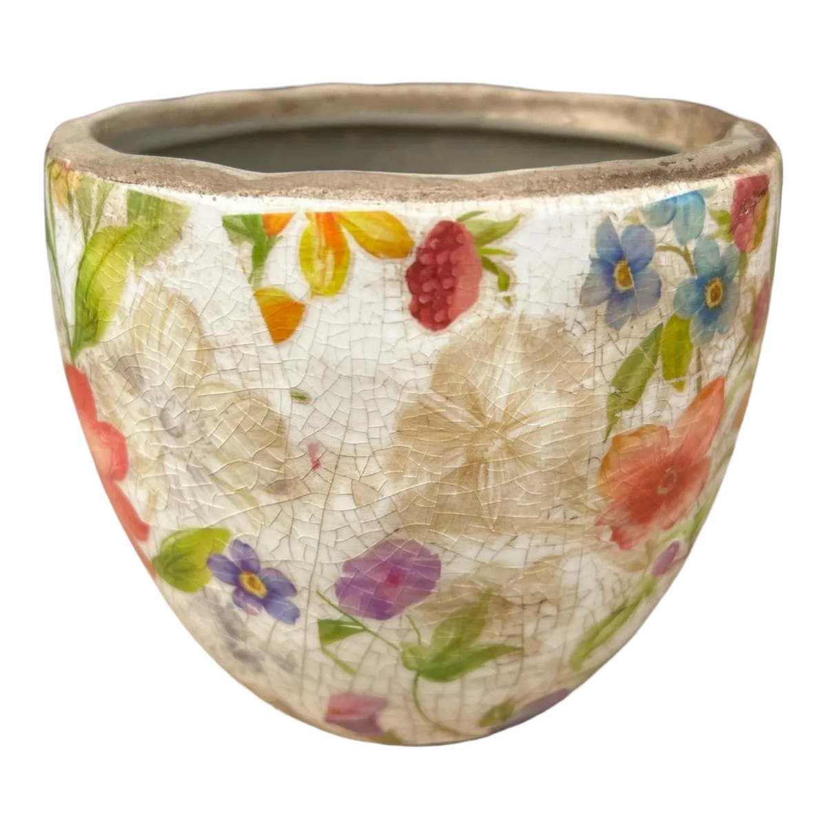 Ceramic Pot - Bold Flowers & Leaves