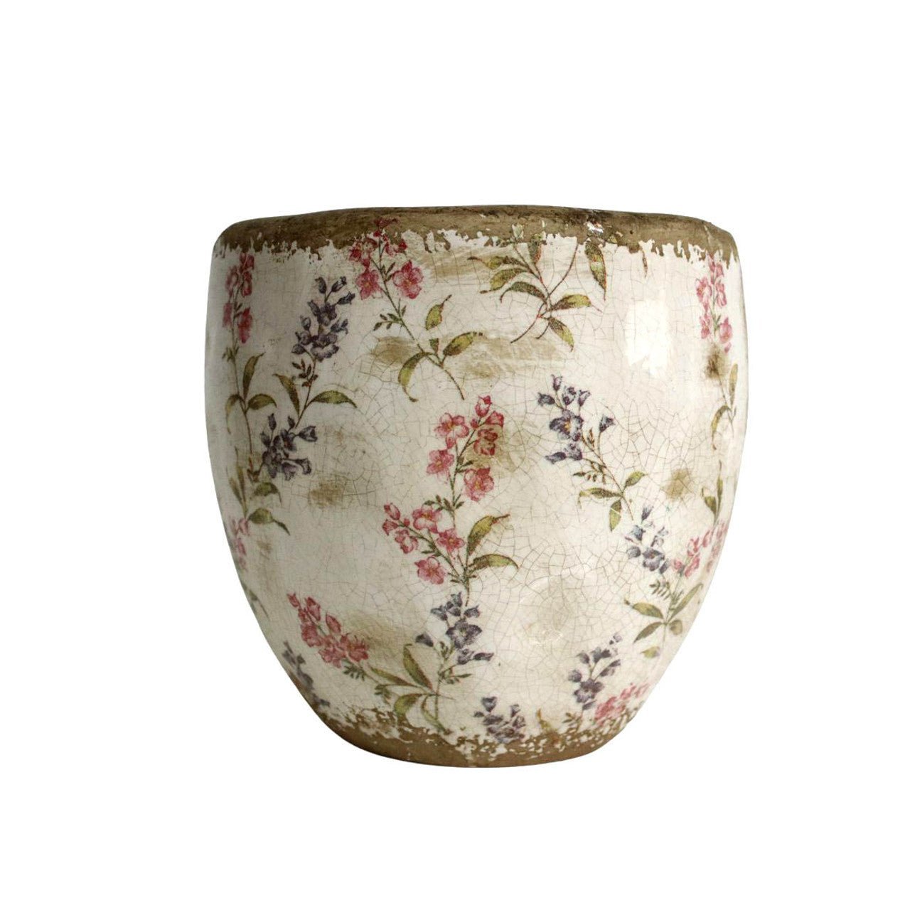 Ceramic Pot - Red and Black Flowers - Future Decor