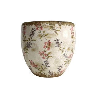 Ceramic Pot - Red and Black Flowers - Future Decor