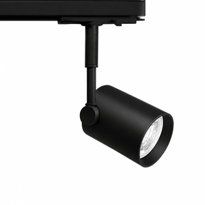 Black 3-wire track spotlight with adjustable head for focused lighting.