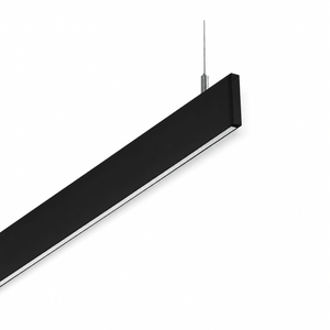 Black pendant light fixture on a white background