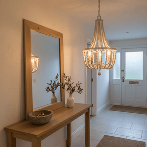 Mari White Washed Beaded Chandelier