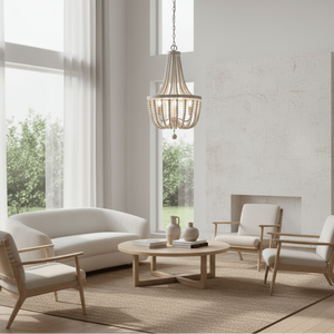 Mari White Washed Beaded Chandelier
