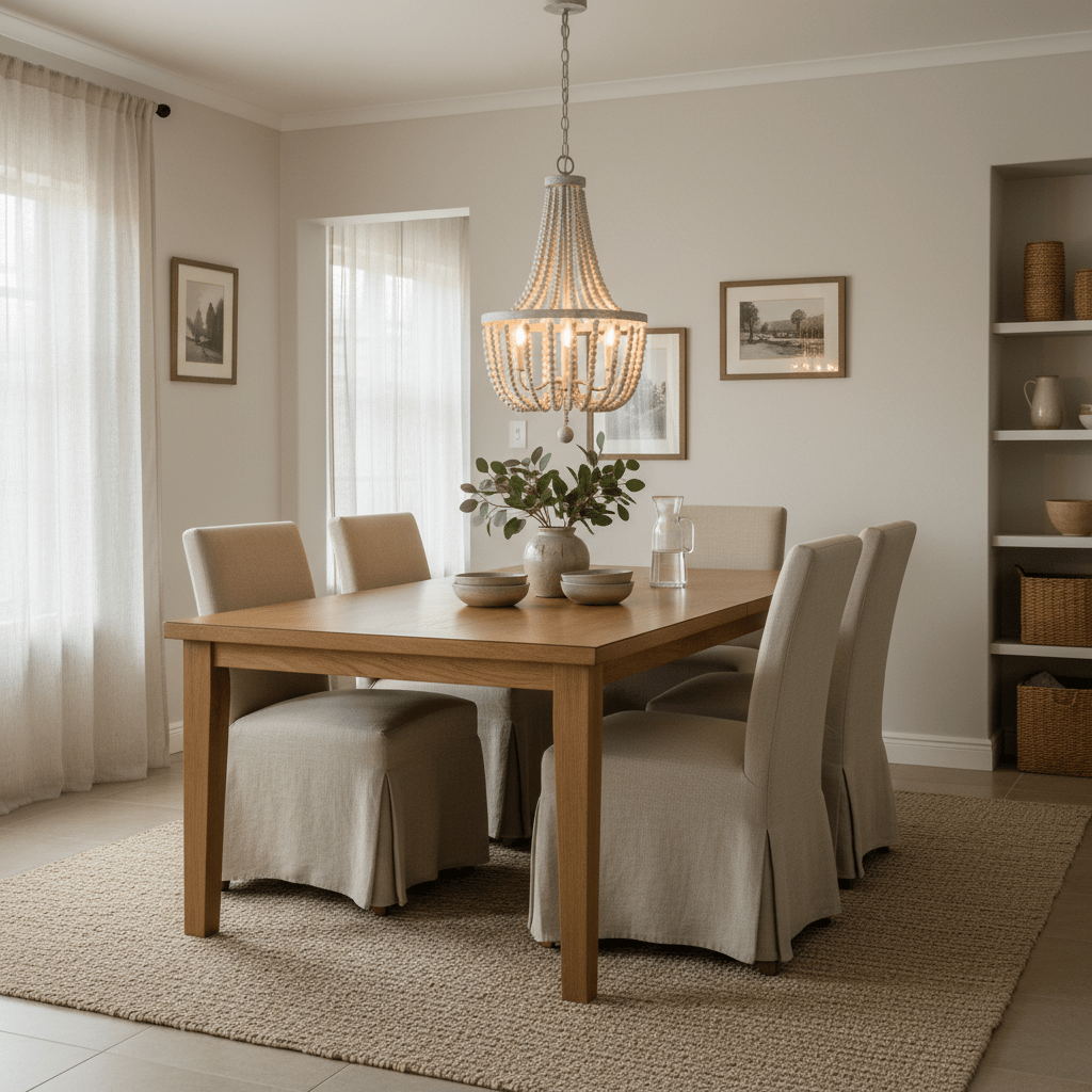 Mari White Washed Beaded Chandelier