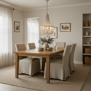 Mari White Washed Beaded Chandelier