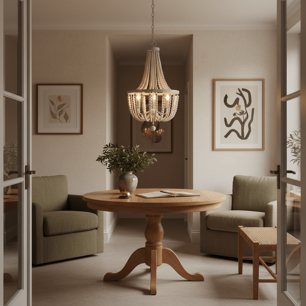Mari White Washed Beaded Chandelier