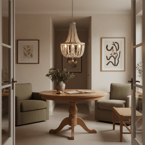 Mari White Washed Beaded Chandelier
