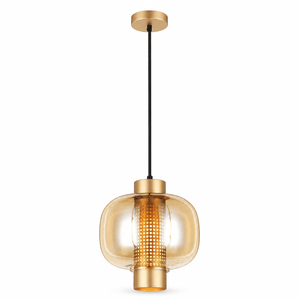 Chicago Medium Gold Glass Pendant product image on a white background
