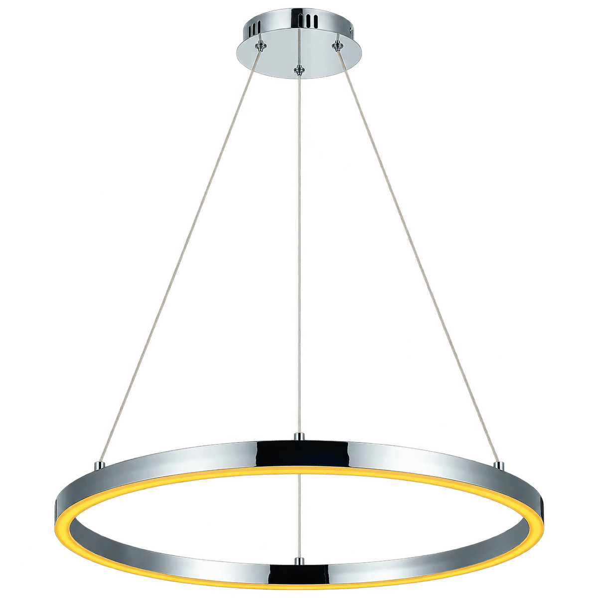 Chrome Hoop LED Pendant on a transparent background
