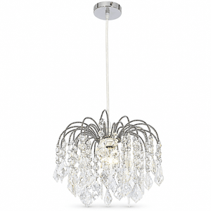 Polished Chrome Pendant with Clear Acrylic Crystals product image on a white background