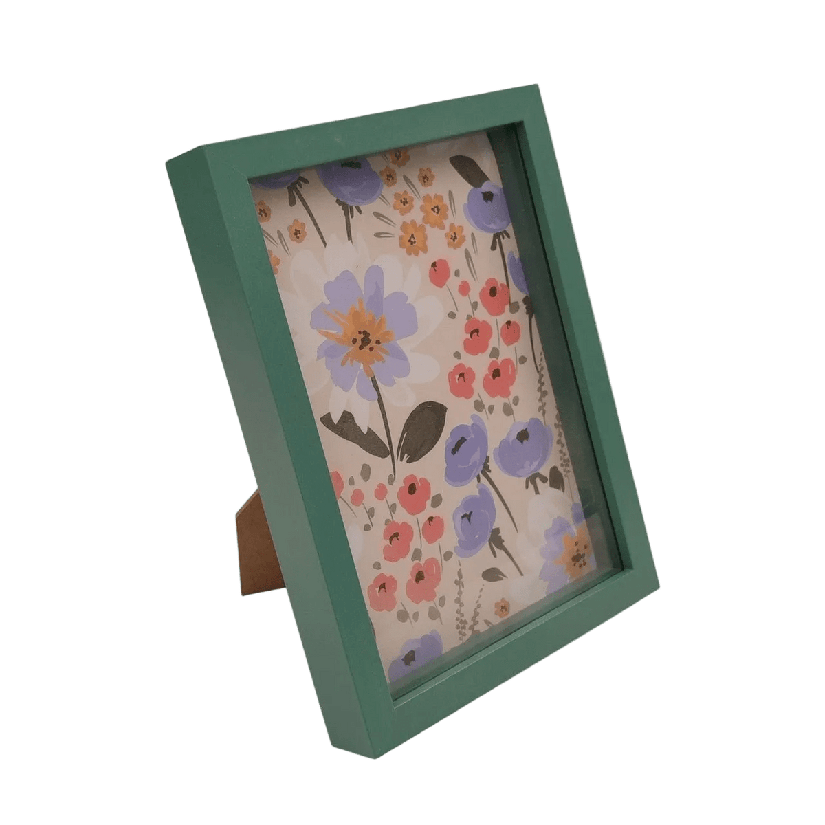 Colorful Floral Picture Frame with Green Border