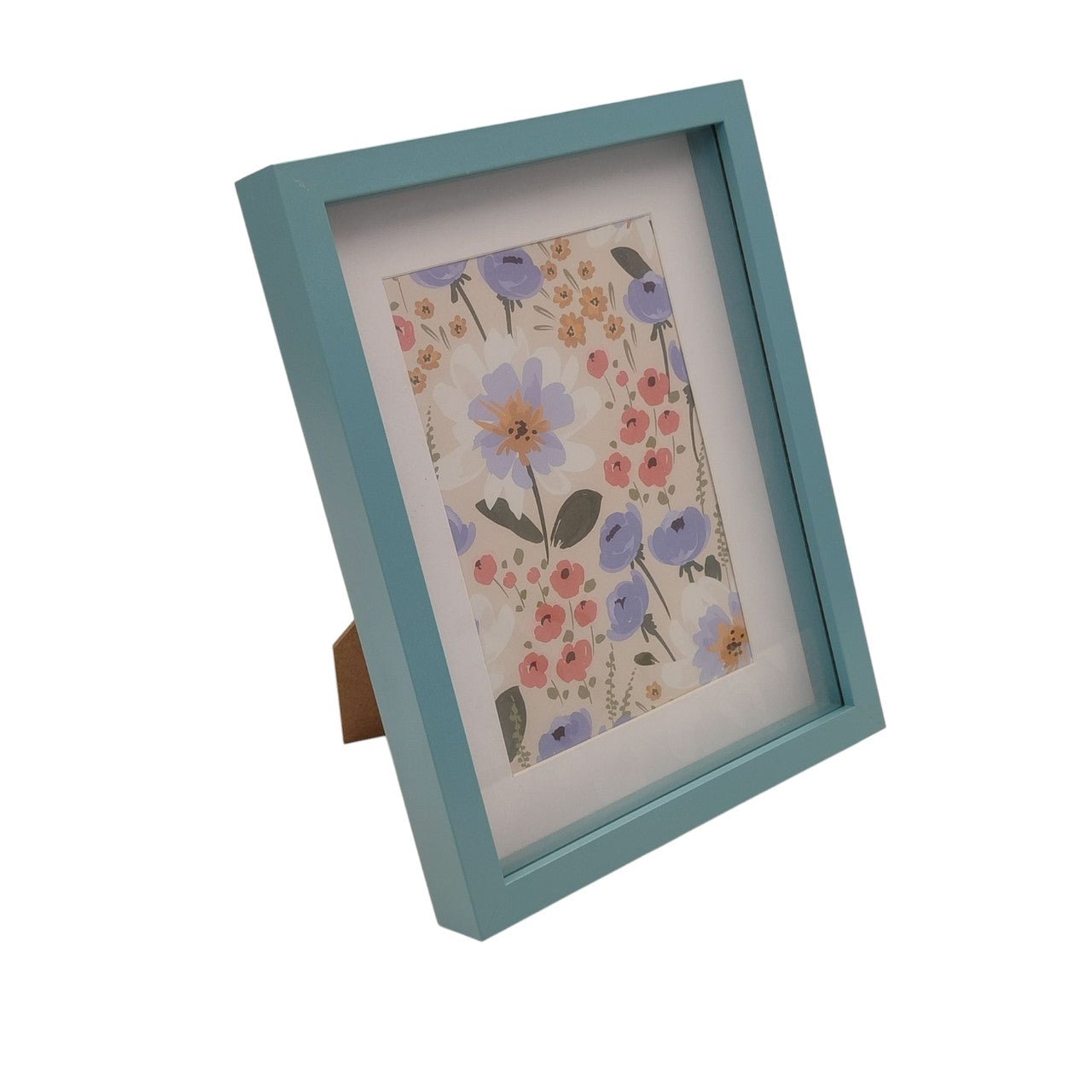 Colourful Flower Blue Border Photo Frame 22x17cm - Future Decor